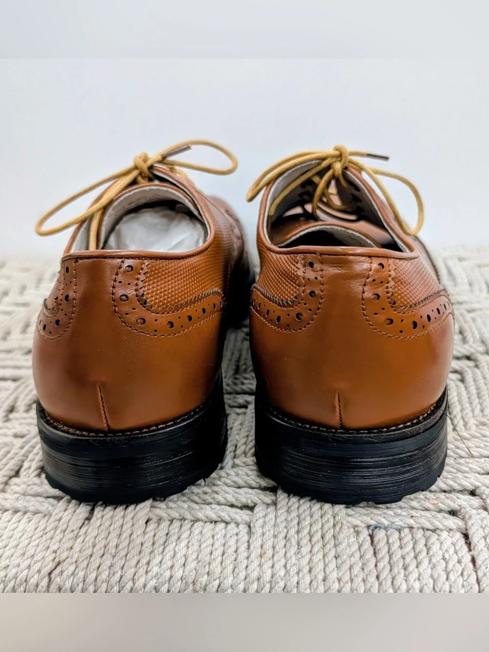 Adolfo Men’s 13 Light Brown Wingtip Brogue Derby Dress Shoes S/BUFALO-1 IOB